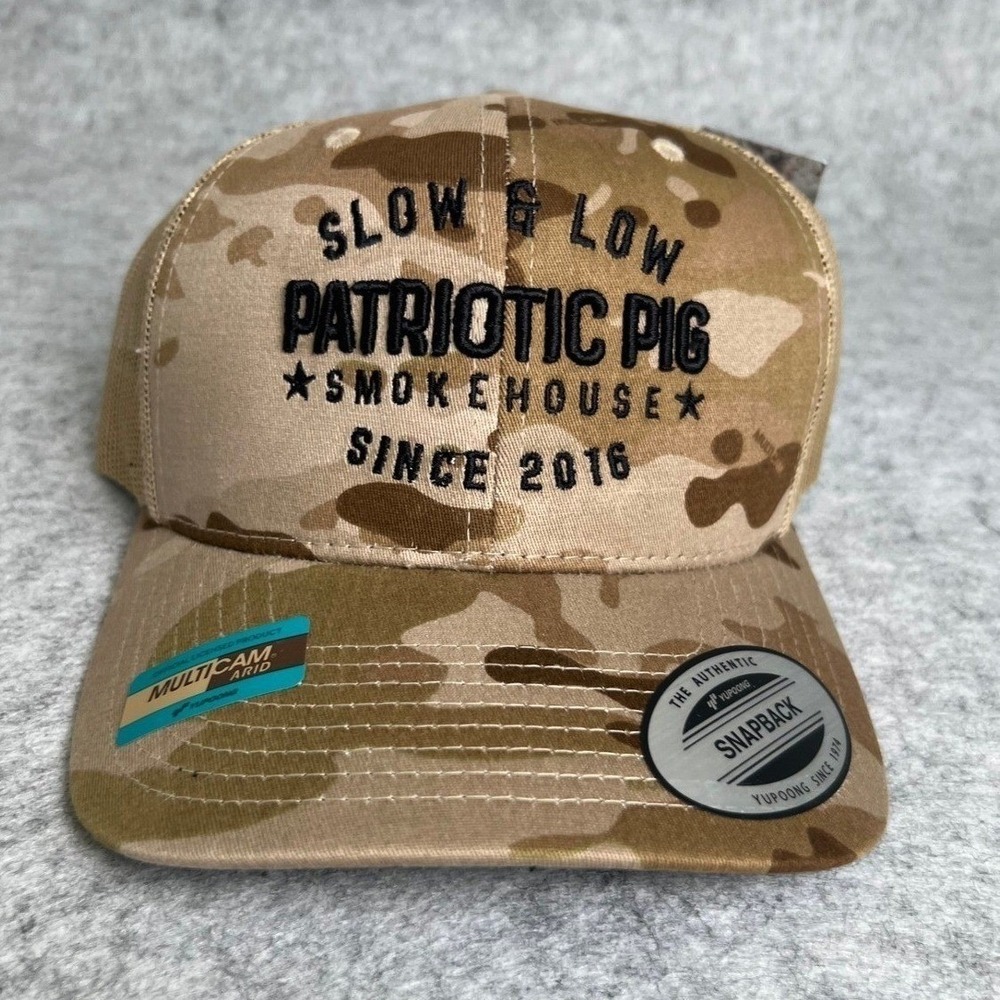 Patriotic Pig "Slow & Low" Smokehouse Snapback Cap Multicam Arid print